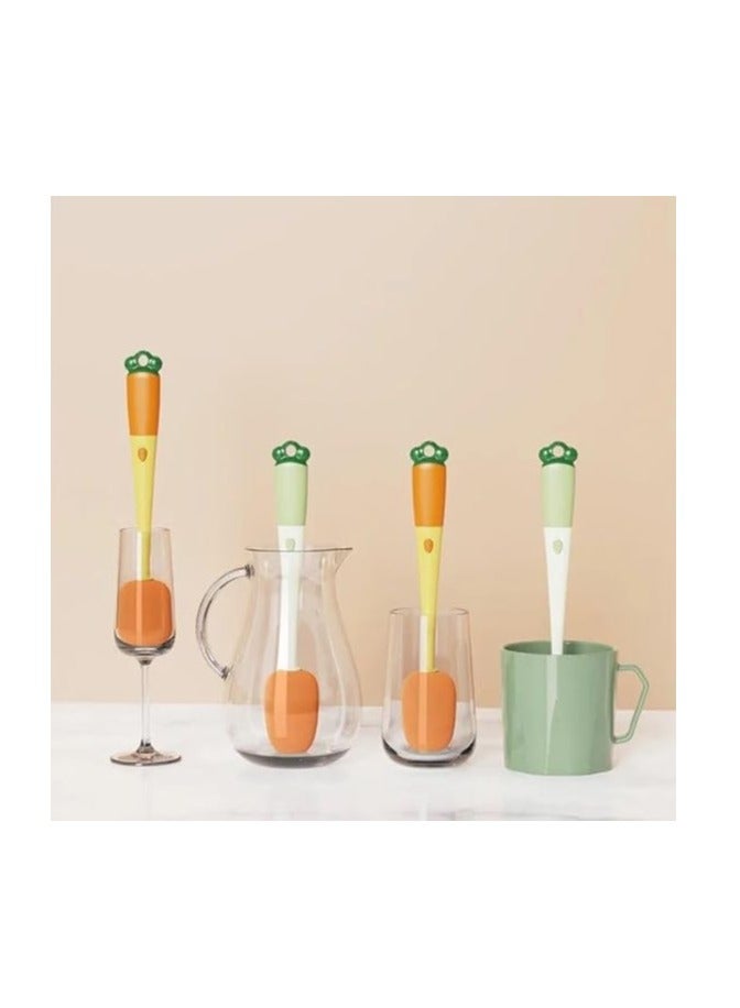 Magic Smile Face Dish Washing Sponge & 02 Multifunctional Bottle Mouth Cup Brush, 3 in 1 - Image 2