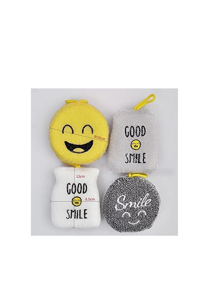 Magic Smile Face Dish Washing Sponge & 02 Multifunctional Bottle Mouth Cup Brush, 3 in 1 - Image 4