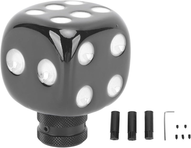 Dice Shape Shift Head Resin Gear Shifting Lever Knob, Universal Transmission Shift Lever Knob with Multiple Adapters for Most Manual Cars, Easy Install Dice Shifter Head (Black White) - Image 1