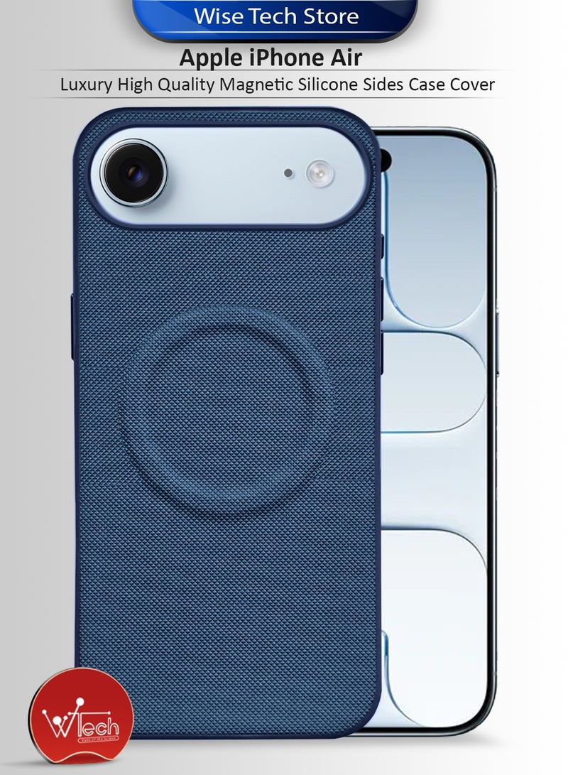 Wtech Apple iPhone Air 5G 2025 Luxury High Quality Magnetic Silicone Sides Case Cover (MCRPSN) - Navy Blue - Image 1