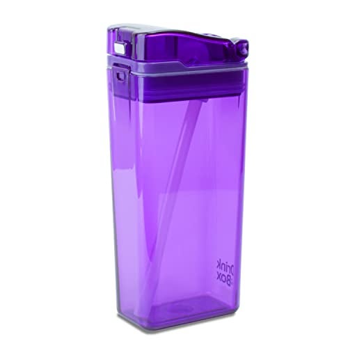 Precidio Design Drink in the Box Eco-Friendly Reusable Juice Box Container, 12 ounce, Purple - Image 1