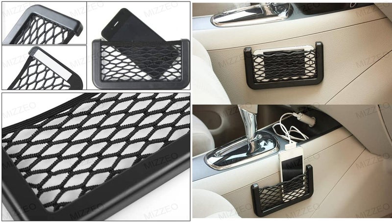 MIZZEO Car Storage Net Back Stick on Car Net Pocket Mesh Car Organizer Car Net Pocket Seat Side Storage for Phone Holder Pocket Organizer Compatible with Renault Captur - Image 5