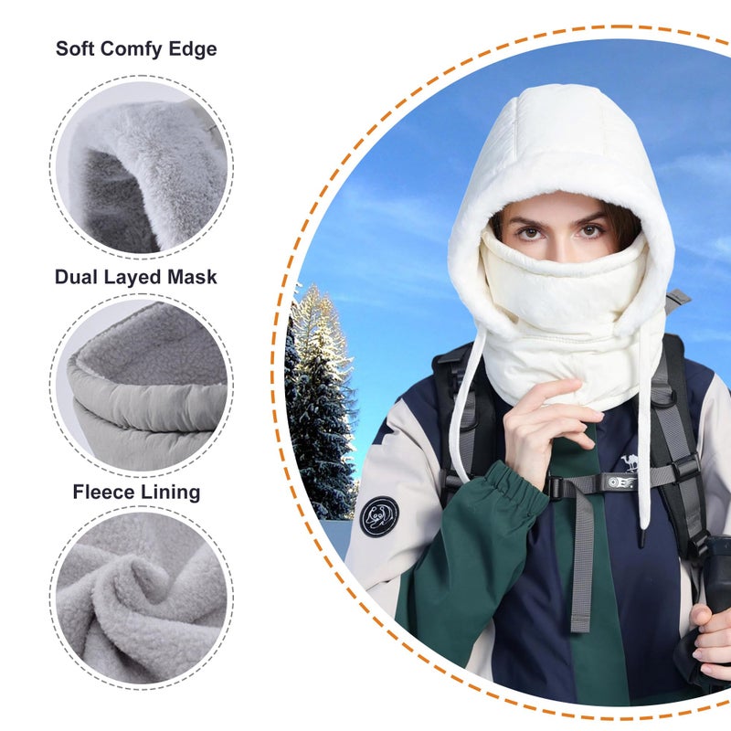 HUAMULAN Women Winter One Piece Waterproof Balaclavas Hat Men Slouchy Fleece Hoodie Face Shield Mask Warm Earmuff Ski Snow Knit Hats Cold Weather Waterproof - Image 3