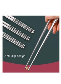 Excefore Metal Chopsticks, Reusable Dishwasher Safe, 2 Pair Chinese Japanese Korean 316 Stainless Steel Chopstick  - Image 3