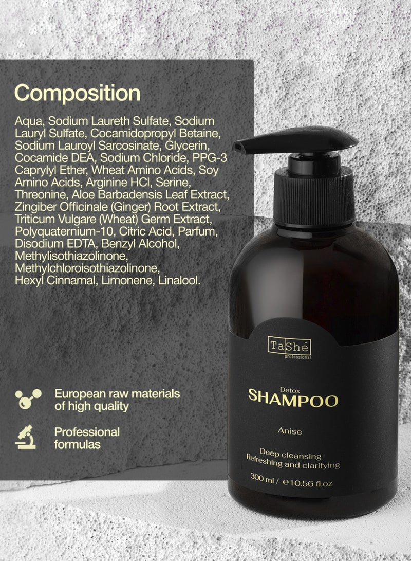 Amino Acid Detox Shampoo with Ginger, Aloe & Fision KeraVeg Complex – Anti-Dandruff, Volume & Scalp Balance, 300 ml