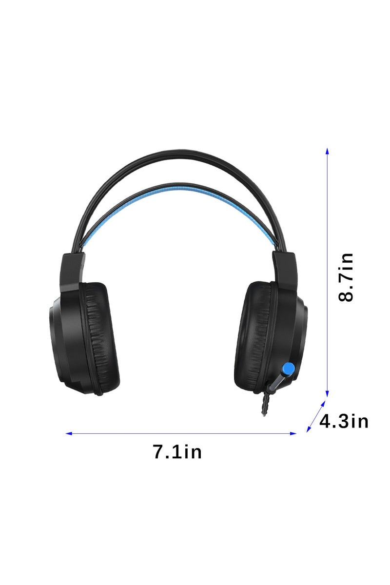 ACYYH Gaming Headset, Over Ear Wired E Sports Headphones with LED Lights, Black and Blue - Image 2