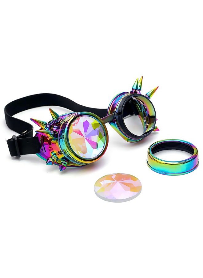 Lelinta Kaleidoscope Rave Rainbow Crystal Lenses Steampunk Goggles…, Cool, Adjustable - Image 2