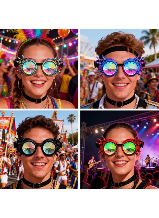 Lelinta Kaleidoscope Rave Rainbow Crystal Lenses Steampunk Goggles…, Cool, Adjustable - Image 4