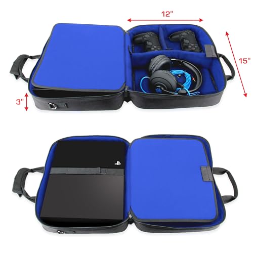 USA GEAR PS4 Travel Case - Travel Bag Compatible with PlayStation 4 Slim, PlayStation Pro and PS3 - Carrying Case with Customizable Interior for PS4 Games, Controller, Headset & Accessories (Blue) - Image 3