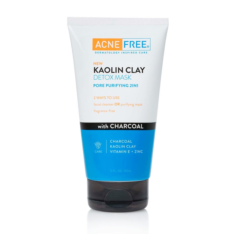 AcneFree Acne Free Kaolin Clay Detox Mask 5oz with Charcoal, Kaolin Clay, Vitamin E + Zinc, Cleanser or Mask for Oily Skin, To Deeply Clean Pores and Refine Skin - Image 1