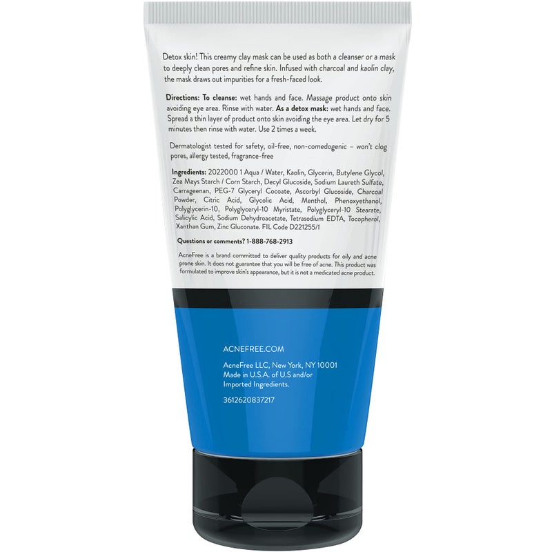 AcneFree Acne Free Kaolin Clay Detox Mask 5oz with Charcoal, Kaolin Clay, Vitamin E + Zinc, Cleanser or Mask for Oily Skin, To Deeply Clean Pores and Refine Skin - Image 5