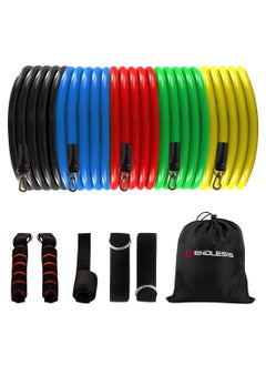 ENDLESS  Toning Tubes Set of 5 with Different Resistance Levels | With Door Anchor, Handles, Waterproof Carry Bag, Leg Ankle Straps for Men and Women  - Image 1