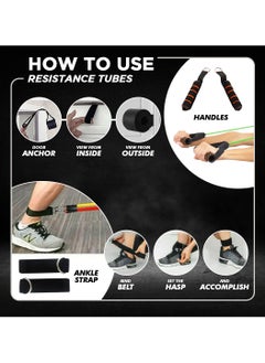 ENDLESS  Toning Tubes Set of 5 with Different Resistance Levels | With Door Anchor, Handles, Waterproof Carry Bag, Leg Ankle Straps for Men and Women  - Image 4