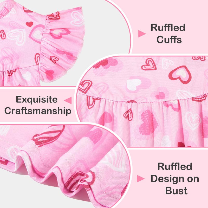 ICOSY 2PCS Girls Nightgowns Toddler Girl Pajamas Flutter Short Sleeve Princess Dress Sleepwear for Girls - Image 3