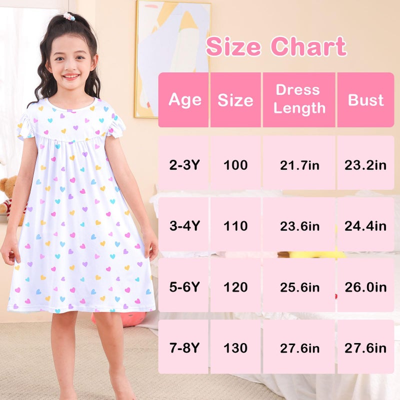 ICOSY 2PCS Girls Nightgowns Toddler Girl Pajamas Flutter Short Sleeve Princess Dress Sleepwear for Girls - Image 5