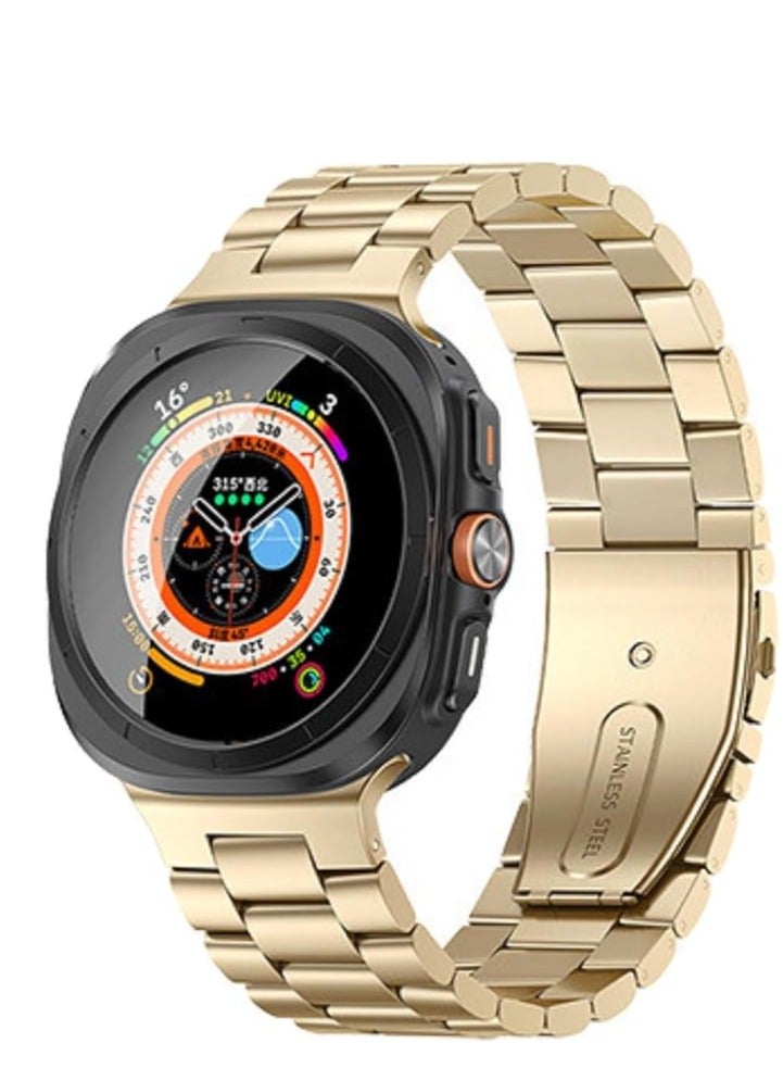 Compatible with Samsung Galaxy Watch 7 Ultra Band 47mm, Double Layer Stainless Steel Metal Strap for Men