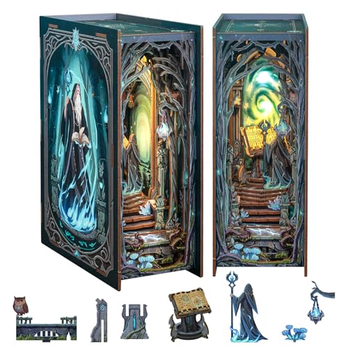 Fsolis Book Nook Kit DIY Miniature Room House Kit 3D Wooden Puzzle Craft Kit for Adults Decorative Bookend Bookshelf Bookcase Nook Decor Gifts for Women Teens and Book Lovers The Gate of Wonderland - Image 1