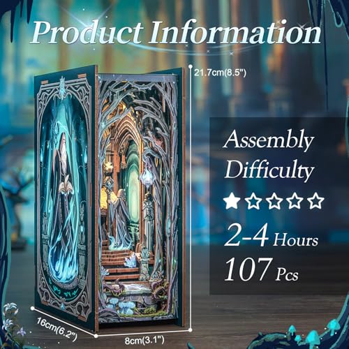 Fsolis Book Nook Kit DIY Miniature Room House Kit 3D Wooden Puzzle Craft Kit for Adults Decorative Bookend Bookshelf Bookcase Nook Decor Gifts for Women Teens and Book Lovers The Gate of Wonderland - Image 5