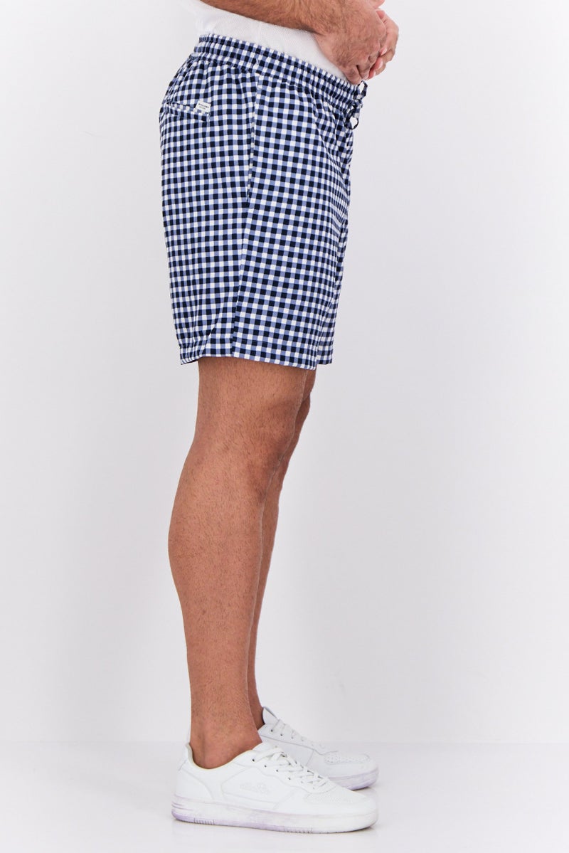 Jack Jones Men Regular Fit Drawstring Checkered Basic Shorts, Black - Image 2