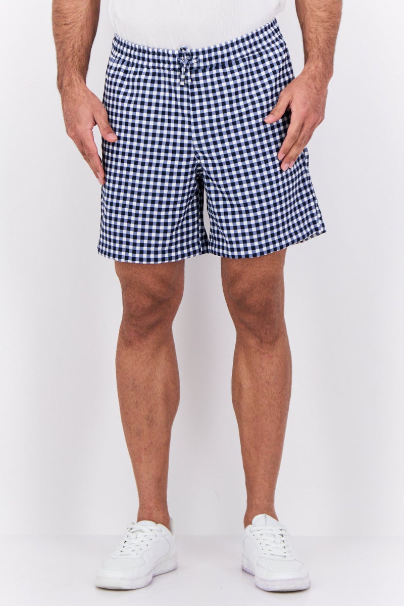 Jack Jones Men Regular Fit Drawstring Checkered Basic Shorts, Black - Image 1