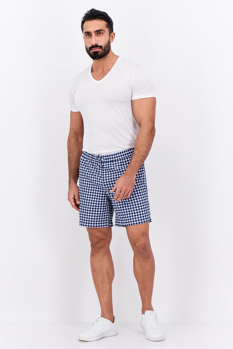 Jack Jones Men Regular Fit Drawstring Checkered Basic Shorts, Black - Image 4