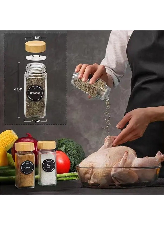 Hihonor 24 Pieces Glass Spice Jar Set,120ml Square Empty Spice Jar with Aluminum Lid Made of Glass with Label Sticker,Silicone Collapsible Funnel for Storing Seasonings/Spices - Image 5