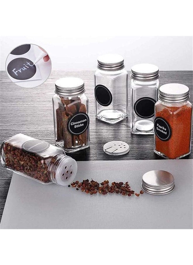 Hihonor 24 Pieces Glass Spice Jar Set,120ml Square Empty Spice Jar with Aluminum Lid Made of Glass with Label Sticker,Silicone Collapsible Funnel for Storing Seasonings/Spices - Image 4