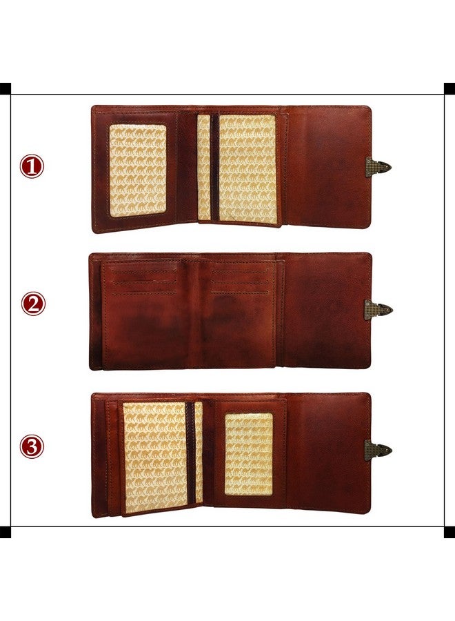MANDAVA Top Grain Genuine Leather Wallet for Women, Slim Trifold RFID Blocking Ladies Purse with Push Lock - Image 3