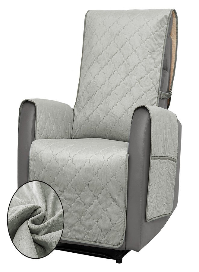 CHHKON أغطية كراسي استرخاء مخملية من CHHKON، أغطية مقاومة للماء، مناسبة لغرفة المعيشة، قاعدة مانعة للانزلاق، واقي للأثاث مع أحزمة مطاطية قابلة للتعديل (رمادي، 23 بوصة). - Image 1