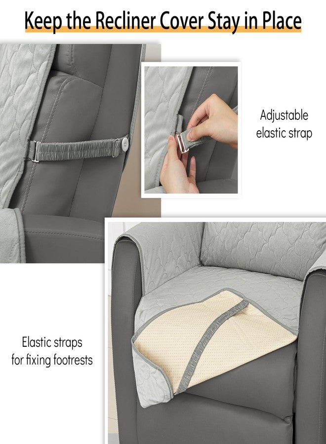 CHHKON أغطية كراسي استرخاء مخملية من CHHKON، أغطية مقاومة للماء، مناسبة لغرفة المعيشة، قاعدة مانعة للانزلاق، واقي للأثاث مع أحزمة مطاطية قابلة للتعديل (رمادي، 23 بوصة). - Image 4