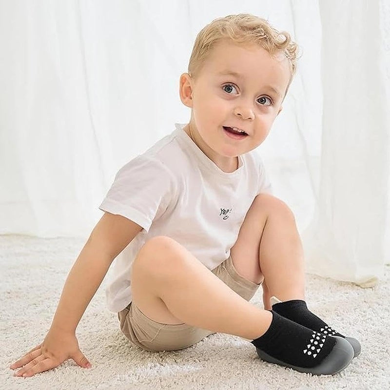 Bearbay Baby Sock Shoes Baby Walking Shoes Infant Non-Slip Breathable Slippers with Soft Rubber Sole Baby Boys Girls Sneakers Black - Image 3
