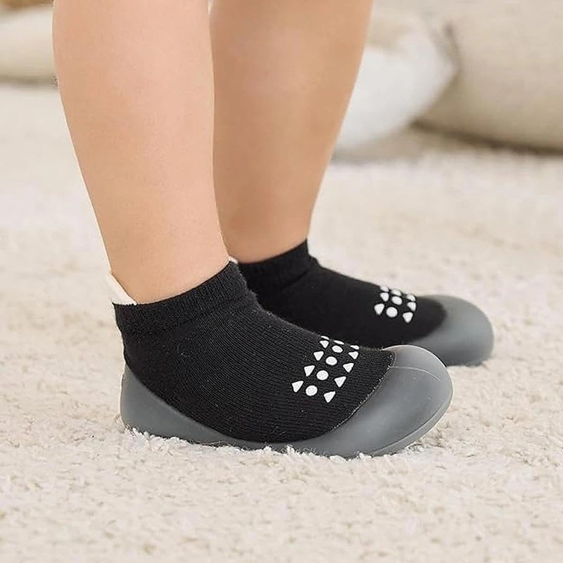 Bearbay Baby Sock Shoes Baby Walking Shoes Infant Non-Slip Breathable Slippers with Soft Rubber Sole Baby Boys Girls Sneakers Black - Image 2