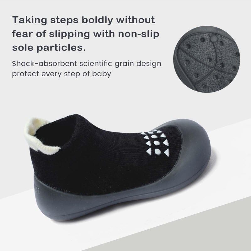 Bearbay Baby Sock Shoes Baby Walking Shoes Infant Non-Slip Breathable Slippers with Soft Rubber Sole Baby Boys Girls Sneakers Black - Image 4