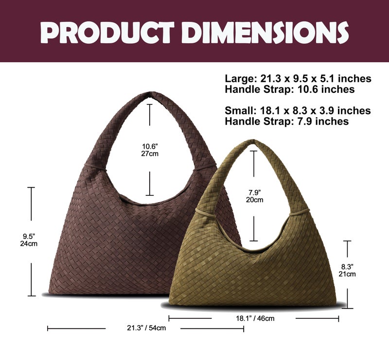 YLYYHH Vegan Leather Woven Tote Bag, Vintage Suede Hobo Bag, Suede Woven Purse, Large Leather Shoulder Bag Braided Handbag (Burgundy-Large) - Image 3