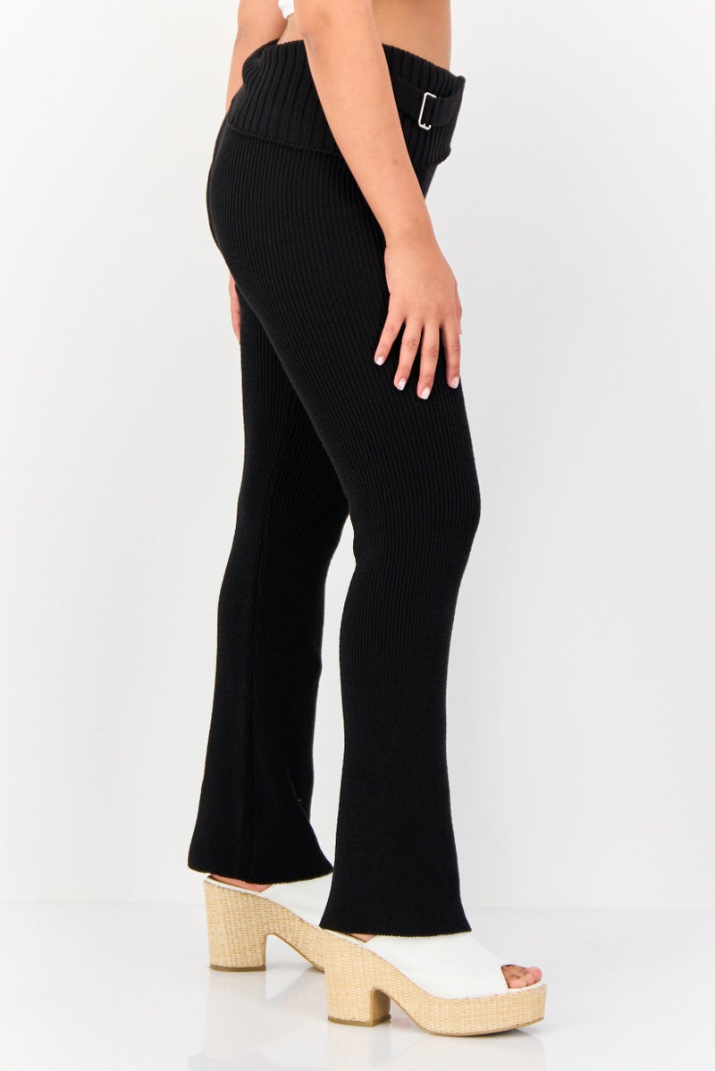 Don't Call Me Jennyfer Women Regular Fit Knitted Wide Leg Pants, Black - Image 2