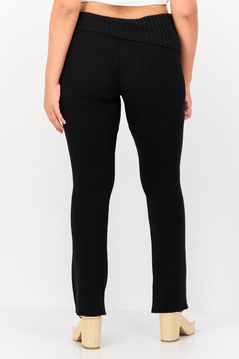 Don't Call Me Jennyfer Women Regular Fit Knitted Wide Leg Pants, Black - Image 3