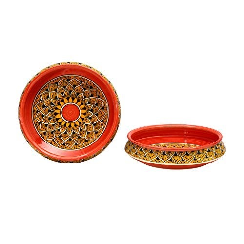 Caffeine Ceramic Handmade Orange Morocco Decorative Bowl 8 inch (Set of 2) - Image 2
