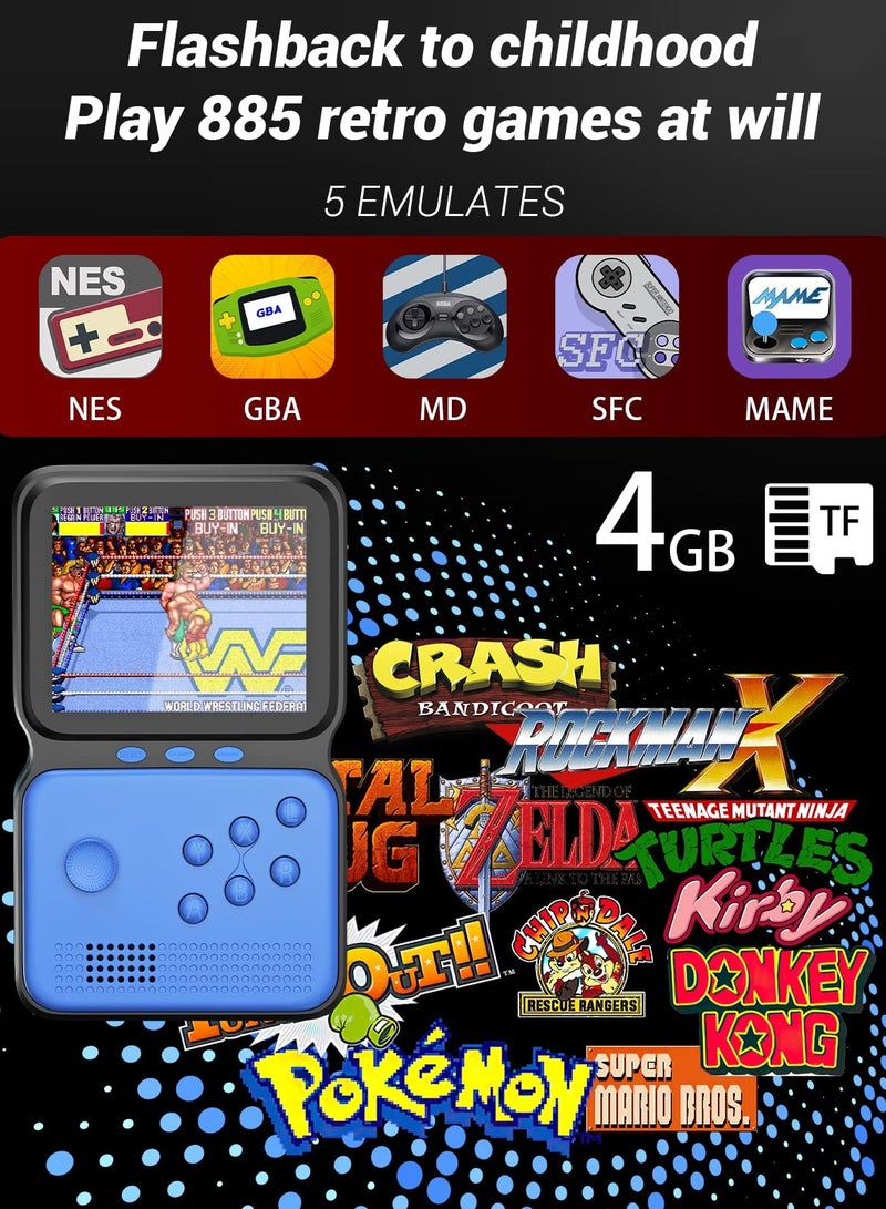 Handheld Game Console, Portable Retro Mini Game Console with 800+ Classic Games 3.5 Inch HD LCD Screen u0026 Rechargeable Battery u0026 TV Connection (Blue) - Image 2