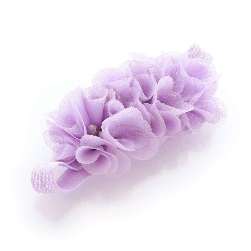 My Lello Girls Flower Headbands Toddler Fabric Beaded Trio Stretchy Elastic Pair (Purple/Lavender) - Image 5