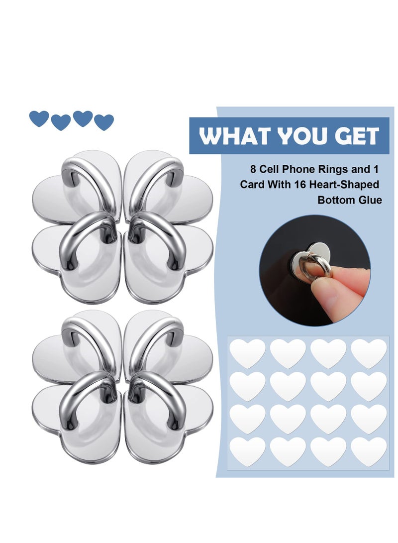 SYOSI Phone Ring Holder Grip, 10pcs Cell Phone Finger Ring Cell Phone Charm Hook Adhesive Metal Phone Finger Grip Loop Stand, Heart Grip Holder for Cell Phone Tablet DIY Hanging - Image 2