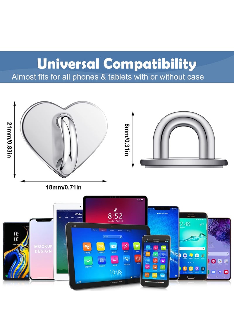 SYOSI Phone Ring Holder Grip, 10pcs Cell Phone Finger Ring Cell Phone Charm Hook Adhesive Metal Phone Finger Grip Loop Stand, Heart Grip Holder for Cell Phone Tablet DIY Hanging - Image 4