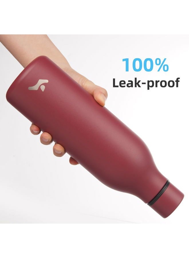 Konokyo Insulated Water Bottle with Strap,25 oz Double Wall Stainless Steel Vacuum Bottles Metal Water Flask,Brick Red - Image 5