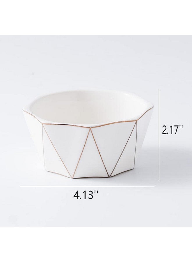 YOSCO Paper Clip Holder With Gold Line Geometric Ceramic Paper Clip Dispenser For Desk Cute Paper Clip Organizer Office Binder Clip Holder (White) - Image 2