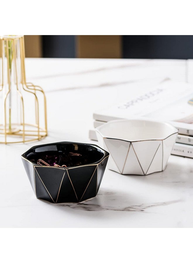 YOSCO Paper Clip Holder With Gold Line Geometric Ceramic Paper Clip Dispenser For Desk Cute Paper Clip Organizer Office Binder Clip Holder (White) - Image 5