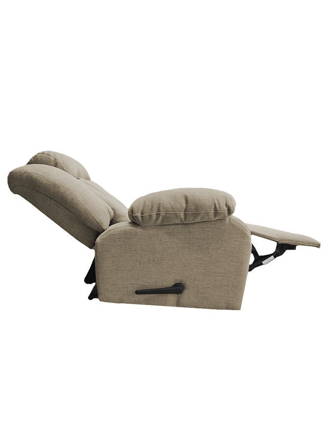 REGAL IN HOUSE Linen Upholstered Rocking Recliner Chair With Bed Mode - Linen Beige - 90x100x80cm  - Image 3