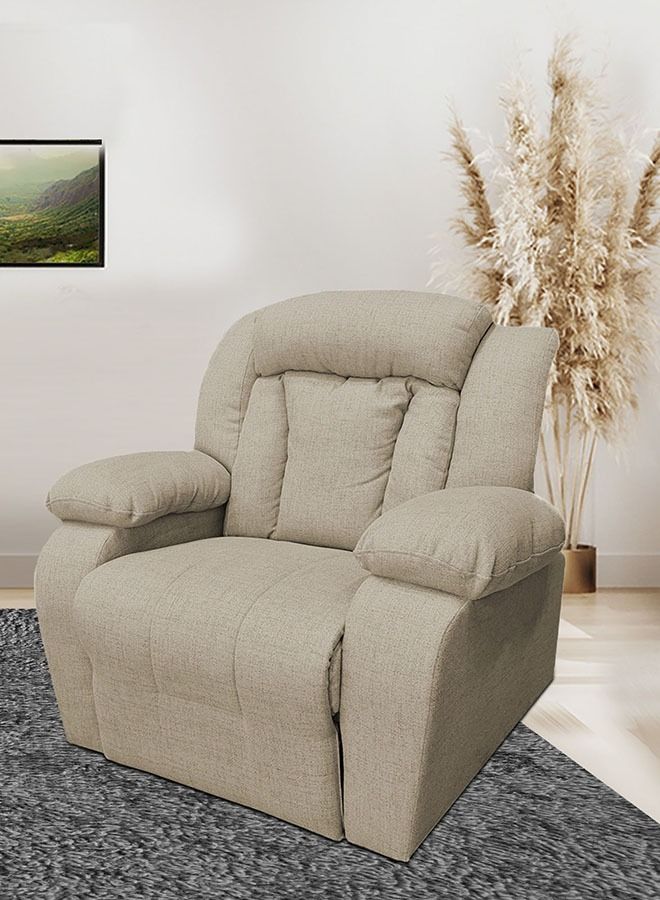 REGAL IN HOUSE Linen Upholstered Rocking Recliner Chair With Bed Mode - Linen Beige - 90x100x80cm  - Image 1
