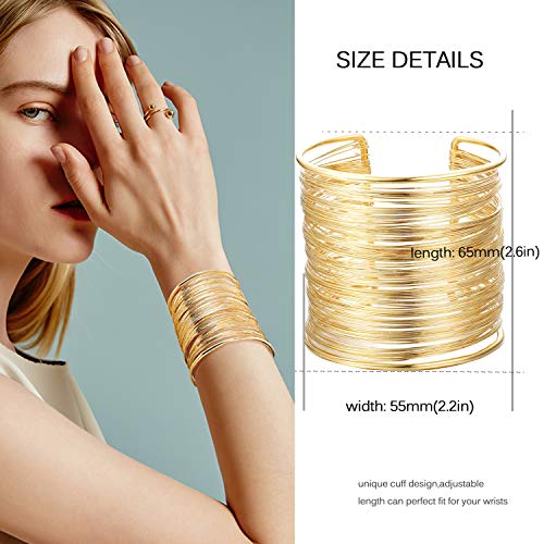 RIOSO 4 Pcs Cuff Bangle Bracelet for Women Open Wide Wire Bracelets Wrist Cuff Wrap Bracelet - Image 5