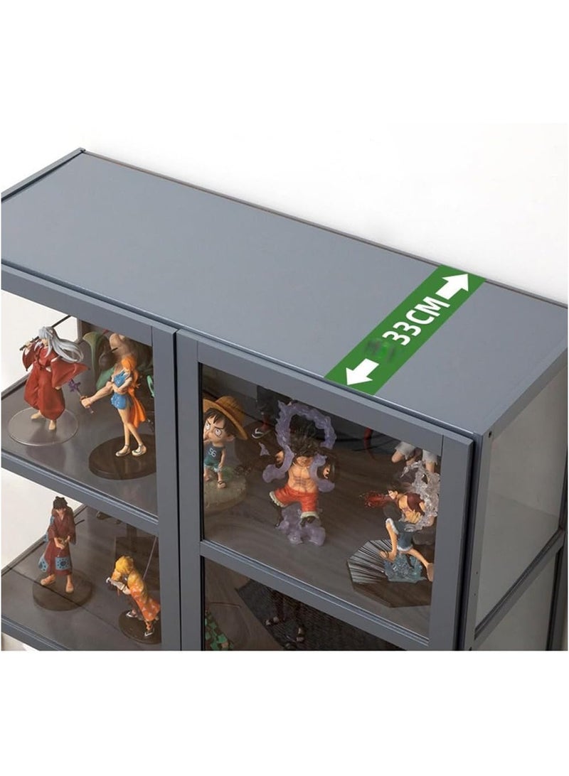 Rubik خزانة عرض مع نوافذ أكريليك وأبواب مزدوجة، رف كتب من الخيزران 5 طبقات لتنظيم التخزين لغرفة المعيشة أو المكتب أو غرفة النوم - رمادي - Image 5