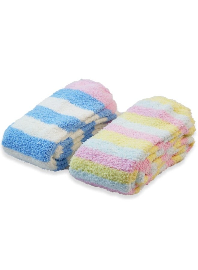 جوارب طويلة مخططة من الصوف المرجاني - جوارب ناعمة ودافئة تصل إلى أعلى الفخذ - عبوة من زوجين - Image 1