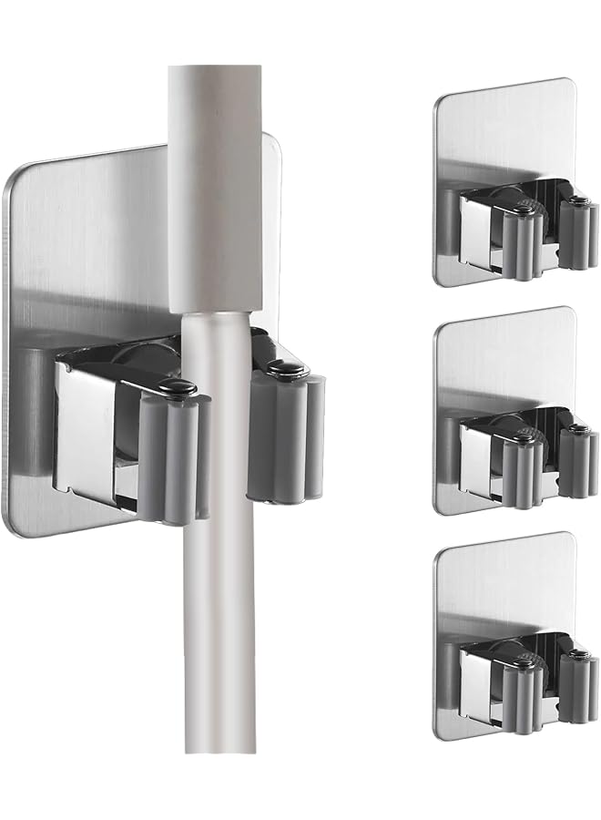 erorex Adhesive Stainless Steel Mob and Broom Holder - Image 1